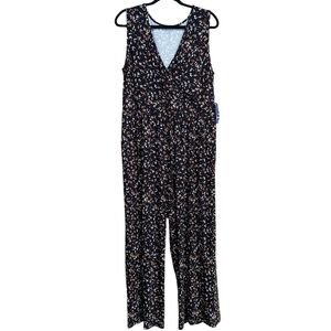 Market And Spruce Black Floral Sleeveless Jumpsuit Womens Size XXL NWT Rayon